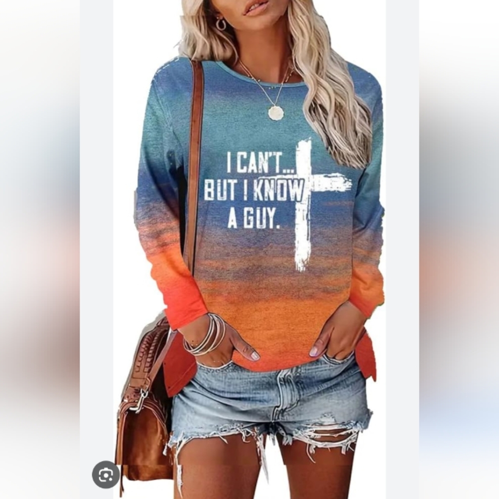 SameeFloral I Can'T But I Know A Guy Lightweight Casual Christian Funny Shirt